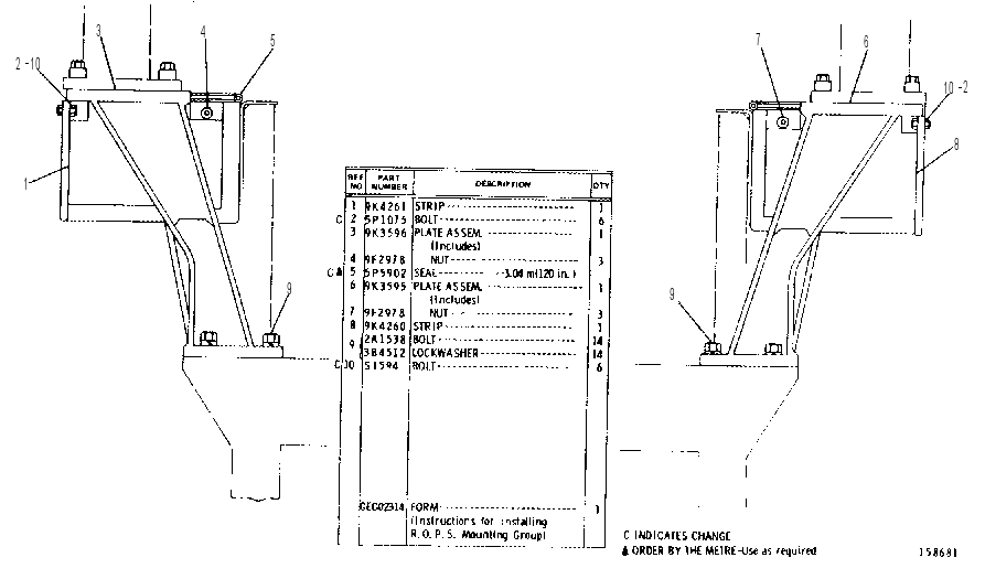ROLL-OVER PROTECTIVE STRUCTURE MOUNTING GROUP 1V2084 CAT