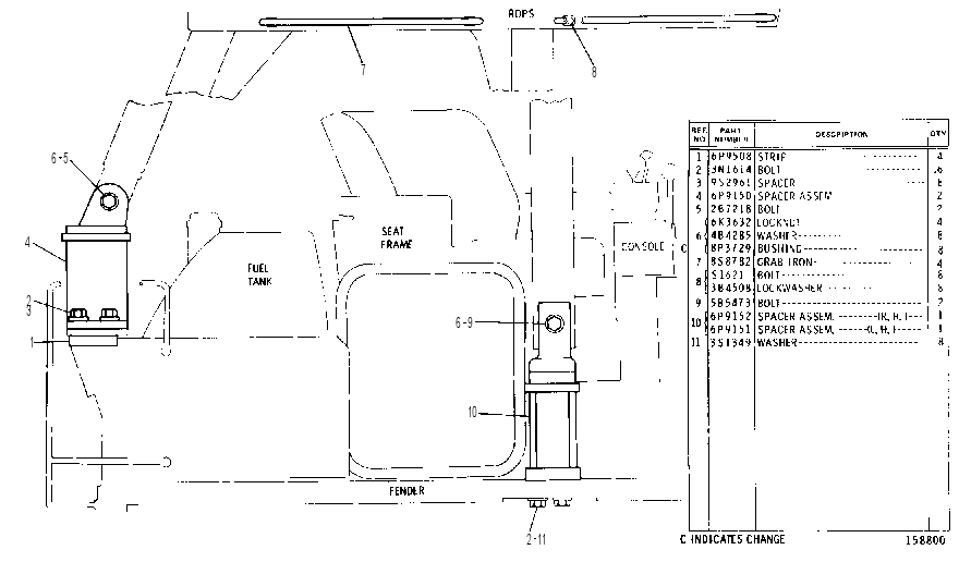 ROLL-OVER PROTECTIVE STRUCTURE MOUNTING GROUP 6P9172 CAT