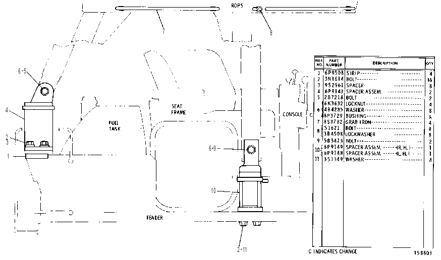 ROLL-OVER PROTECTIVE STRUCTURE MOUNTING GROUP 6P9173 CAT