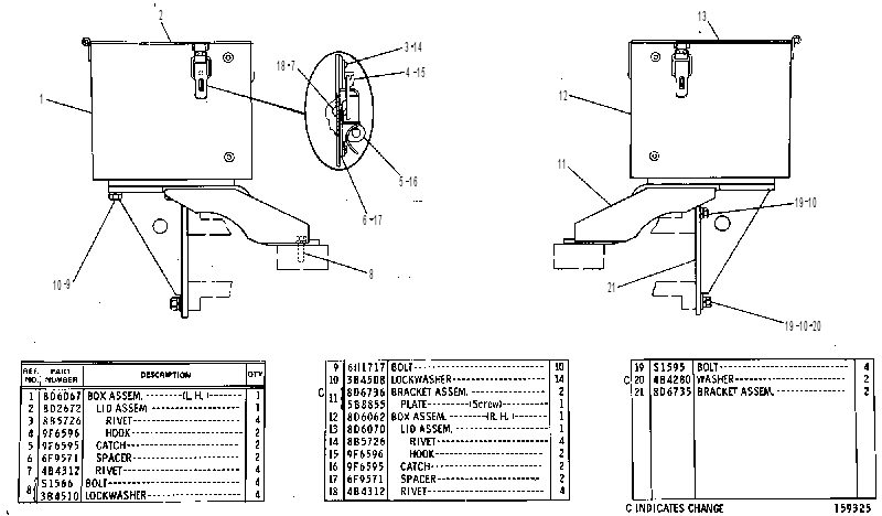 BATTERY BOX GROUP 8D6740 CAT