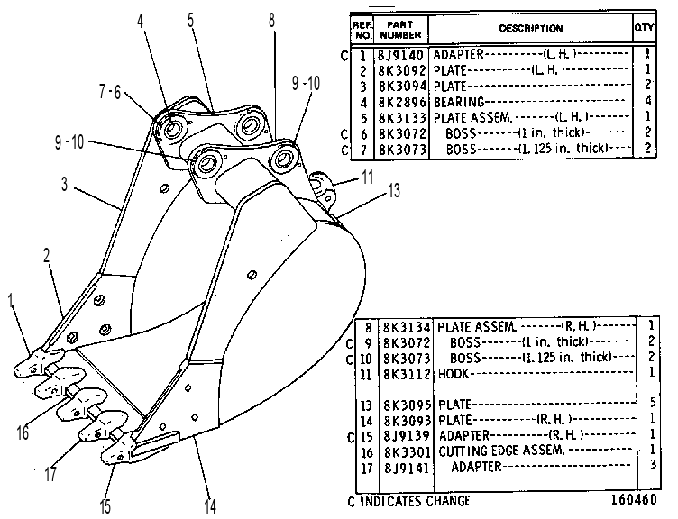BUCKET & BEARING AS-HOE 8K3058 CAT