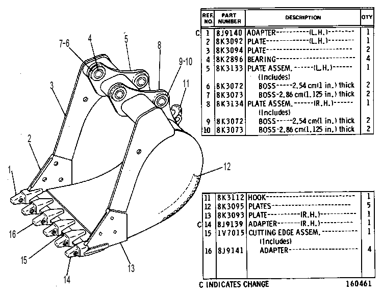 BUCKET & BEARING AS-HOE 1V7012 CAT