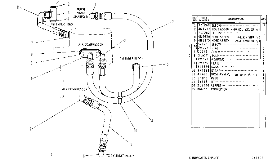 AIR COMPRESSOR LINES GROUP 4N2285 CAT