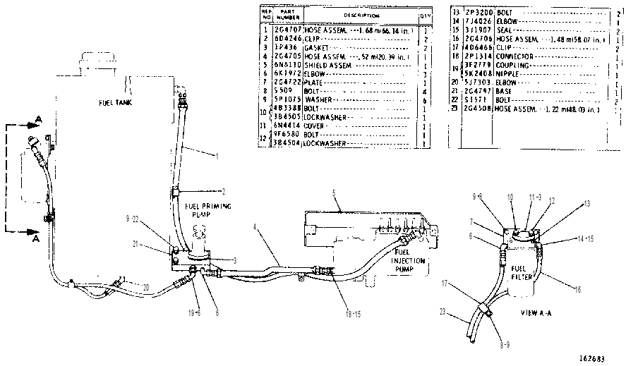 FUEL LINES GROUP 2G5380 CAT