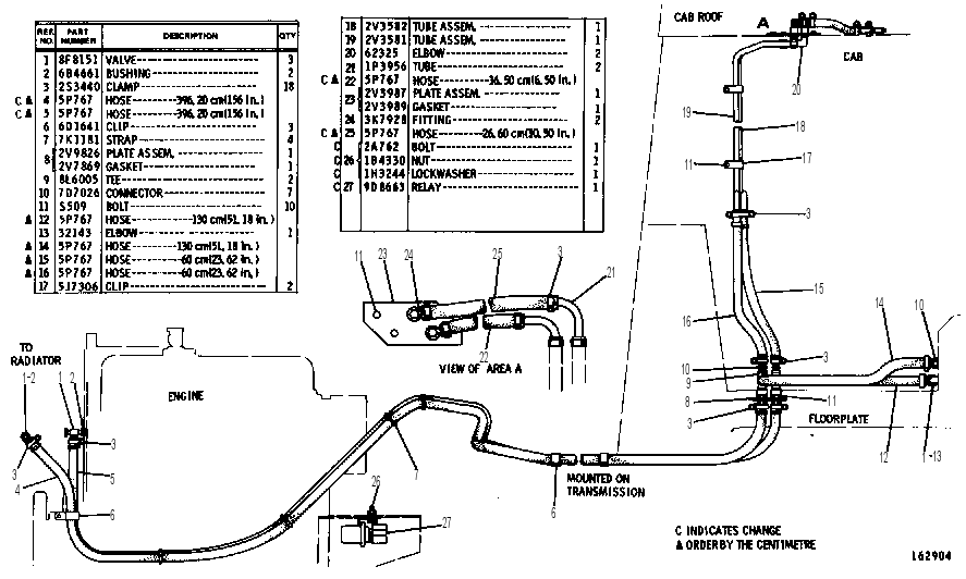 HEATER LINES GROUP 1V4961 CAT