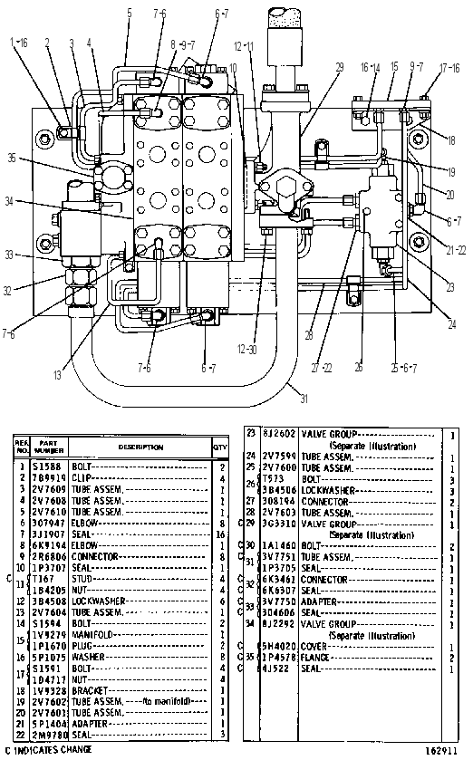 HYDRAULIC AND VALVE GROUP 1V4854 CAT