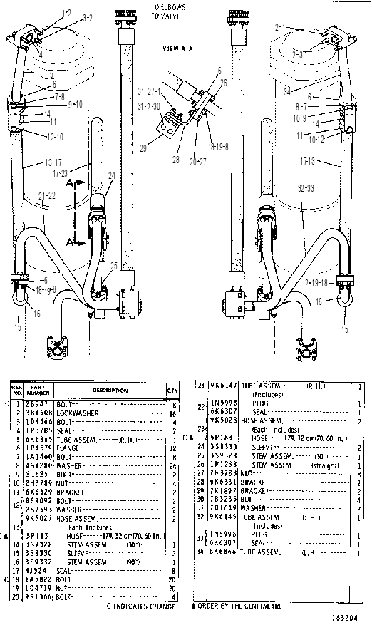 LIFT CYLINDER LINES GROUP 9K3678 CAT