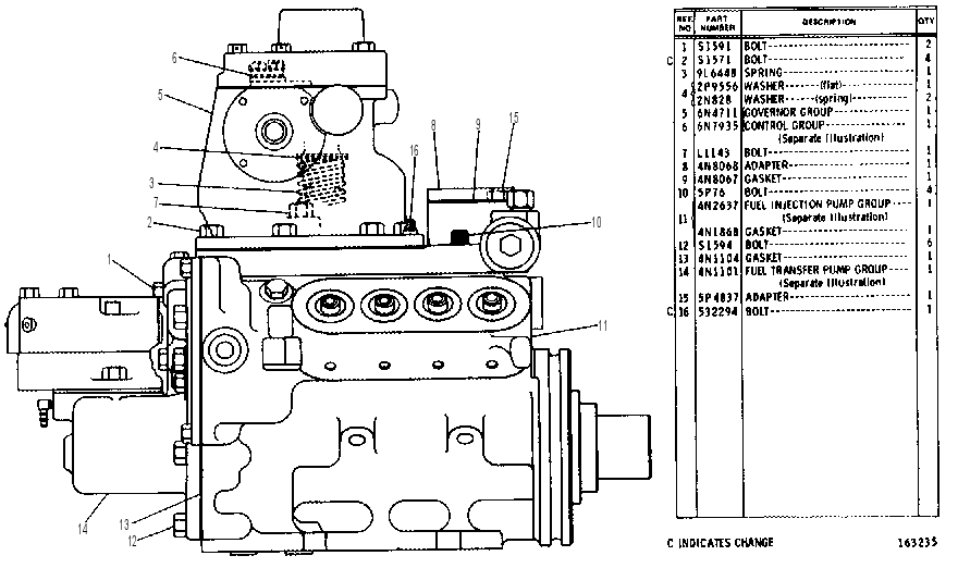 GOVERNOR, FUEL INJECTION PUMP AND FUEL TRANSFER PUMP GROUP 6N4714 CAT