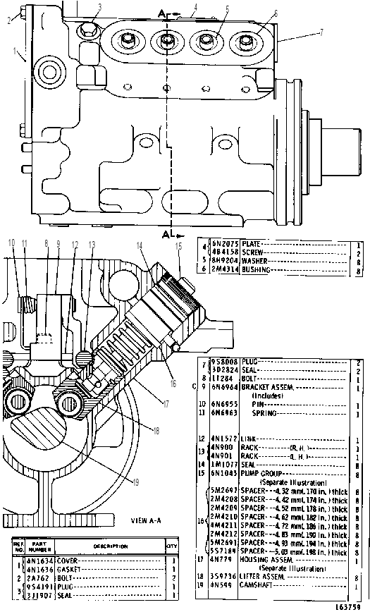 FUEL INJECTION PUMP GROUP 7N2520 CAT