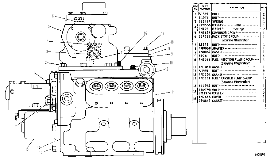 GOVERNOR, FUEL INJECTION AND FUEL TRANSFER PUMP GROUP 7N1234 CAT