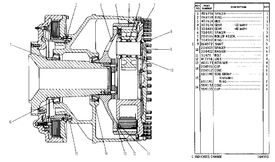 FINAL DRIVE, WHEEL AND BRAKE GROUP 1V1653 CAT