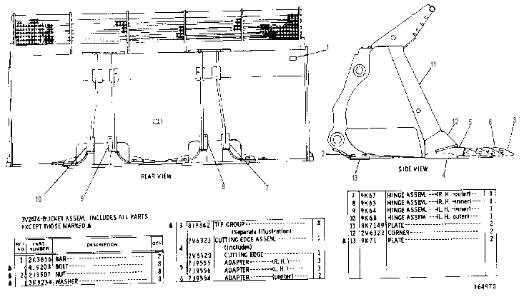 ROCK LOADING BUCKET GROUP 3V2475 CAT