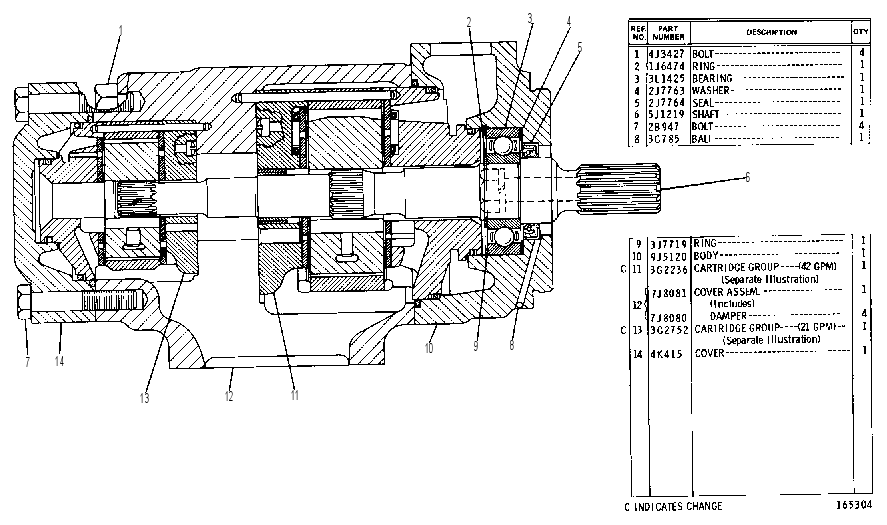 HYDRAULIC PUMP ASSEMBLY 7J0611 CAT