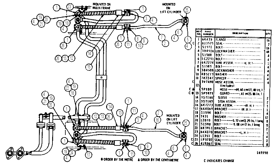 LIFT CYLINDER LINES GROUP 5K6407 CAT