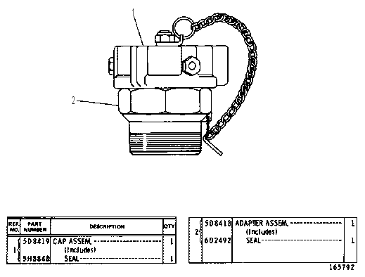 FUEL ADAPTER AND CAP ASSEMBLY 5D9264 CAT