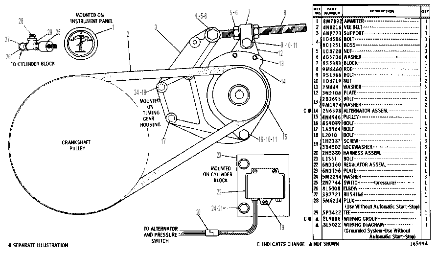 ALTERNATOR AND MOUNTING GROUP 6N3166 CAT