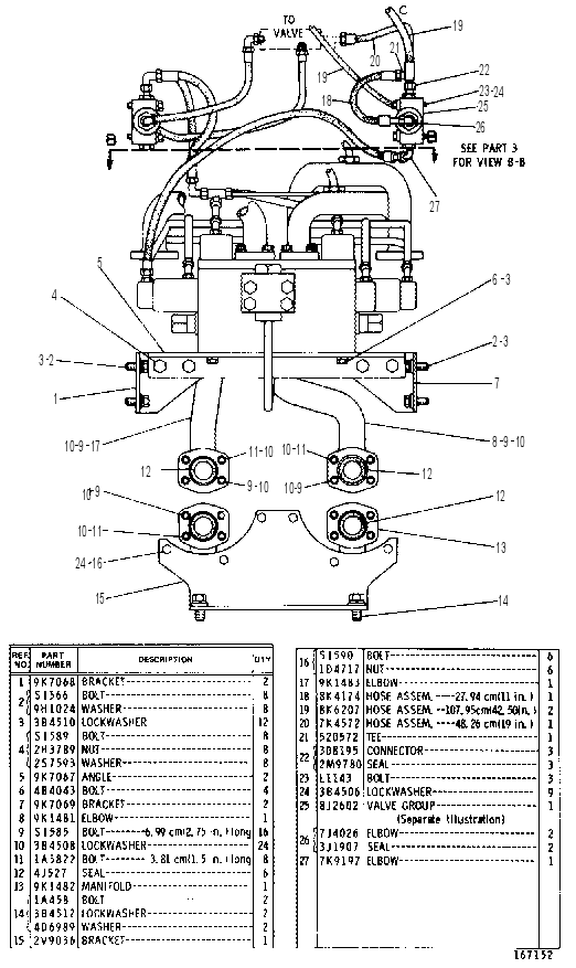 HYDRAULIC VALVE AND LINES GROUP 4V2527 CAT