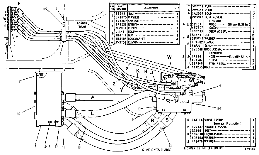 HYDRAULIC LINES AND VALVE GROUP 1V5942 CAT
