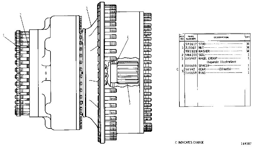 FINAL DRIVE AND BRAKE WHEEL GROUP 1V5946 CAT
