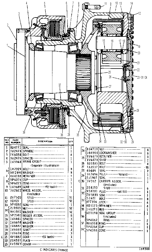 FINAL DRIVE AND BRAKE WHEEL GROUP 1V5947 CAT
