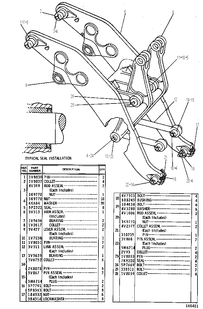 Управление ковшом 1V5971 CAT
