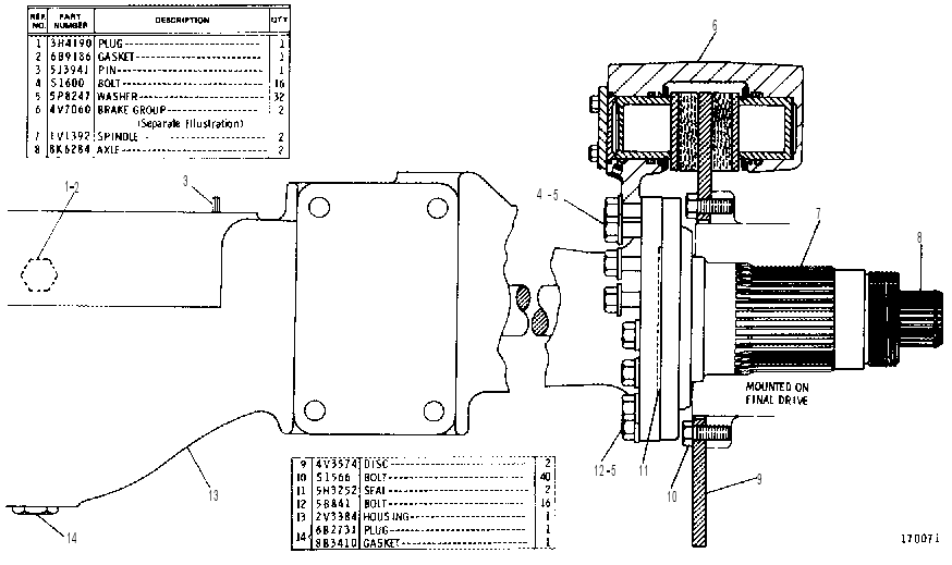 FRONT BRAKE AND AXLE GROUP 4V4856 CAT
