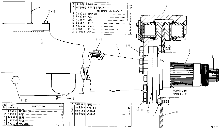 REAR BRAKE AND AXLE GROUP 4V4855 CAT