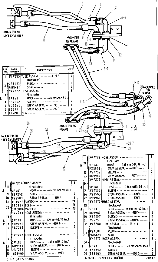 LIFT CYLINDER LINES GROUP 2V2365 CAT