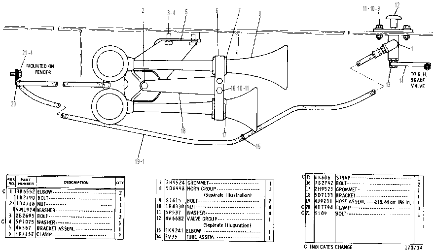 Звуковой сигнал пневматический 3V8349 CAT