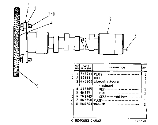 CAMSHAFT GP-SINGLE 6N6201 CAT