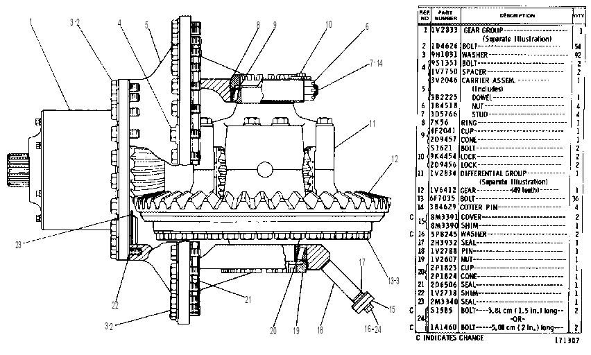 Дифференциал с конической передачей 1V5945 CAT
