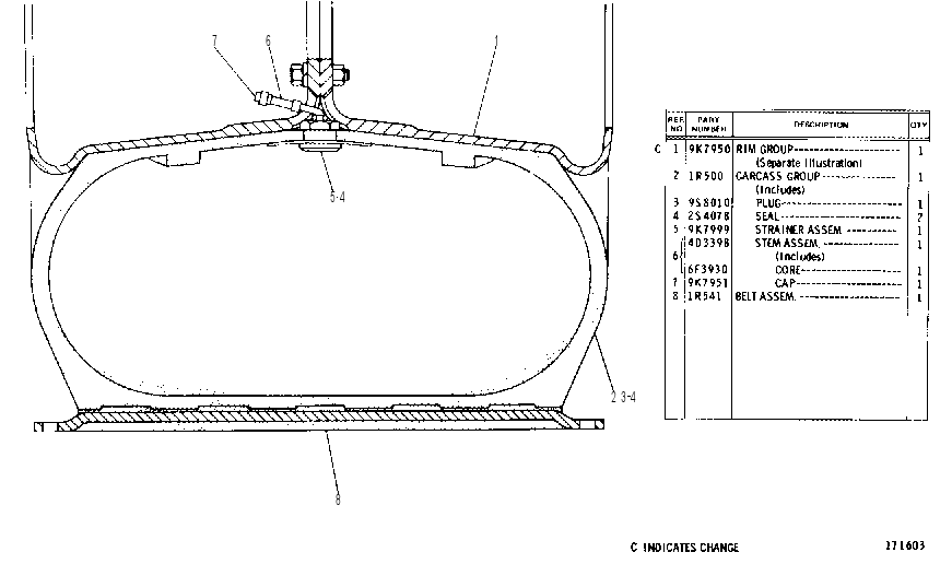 RIM AND CARCASS ARRANGEMENT 1R0532 CAT