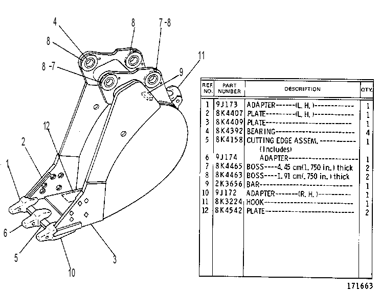 BEARING & HOE BUCKET AS 4V8999 CAT
