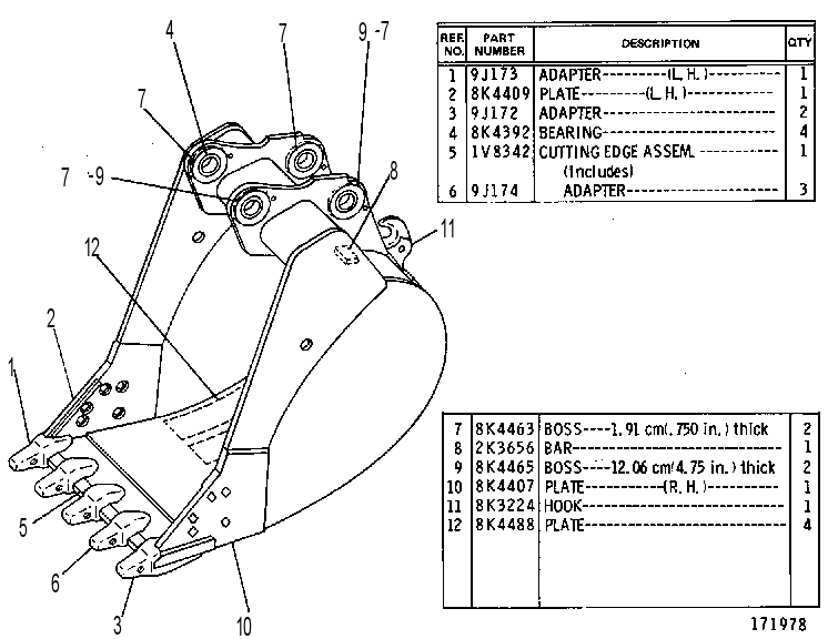 BEARING & HOE BUCKET AS 4V9003 CAT