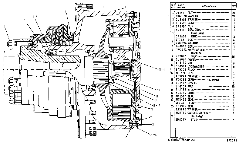 Колесо с бортовым редуктором и тормозом 4V6742 CAT