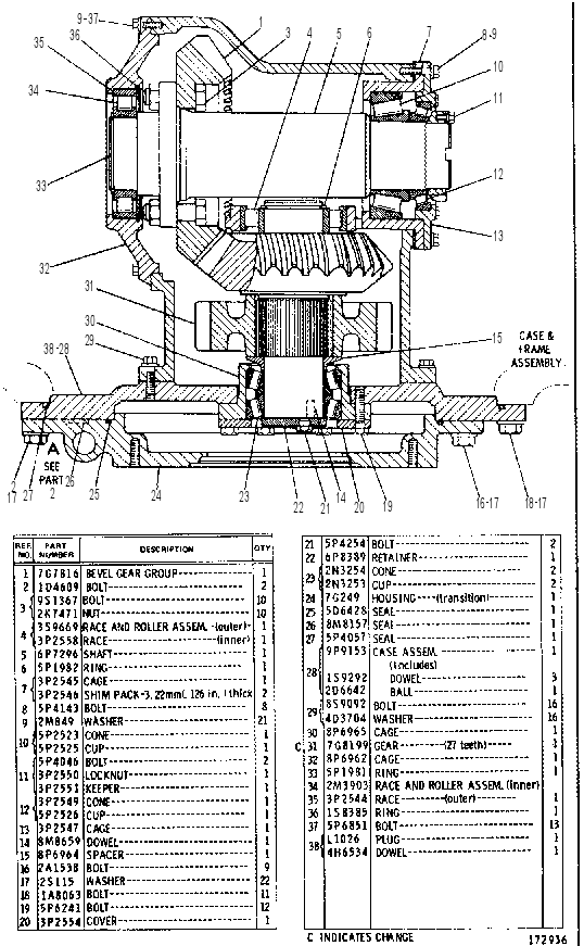 BEVEL AND TRANSFER GEAR GROUP 7G0063 CAT