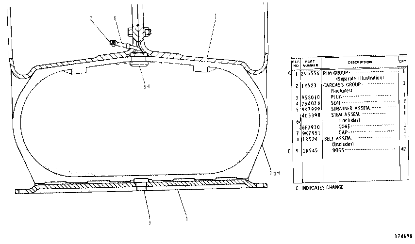 RIM AND CARCASS ARRANGEMENT 1R0522 CAT