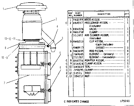 AIR CLEANER GROUP 6G1240 CAT