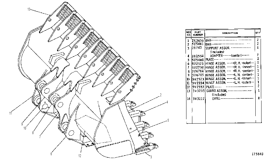 Ковш скальный в сборе 5V5387 CAT