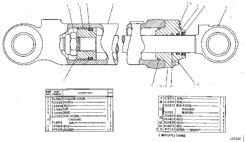 Цилиндр наклона 3G3874 CAT