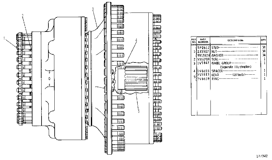 FINAL DRIVE AND BRAKE WHEEL GROUP 5V8940 CAT