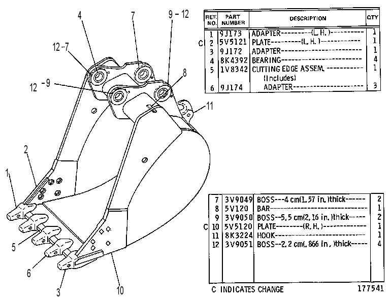 BUCKET & BEARING AS-HOE 3V9104 CAT