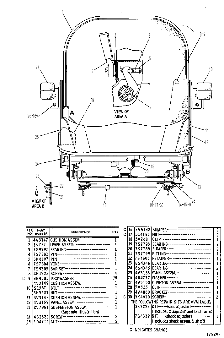 Сиденье на подвеске 3V4613 CAT