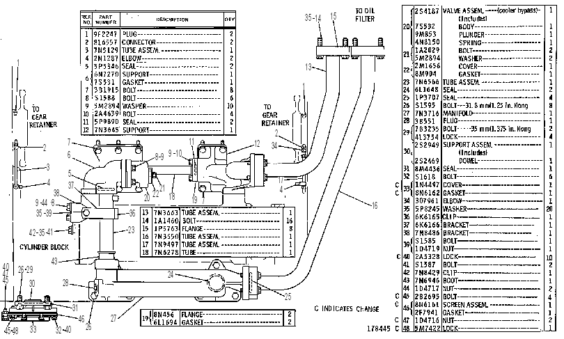 Трубопроводы масляные двигателя 7N4020 CAT