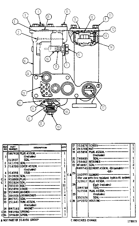 TRANSMISSION OIL FILTER AND SCREEN GROUP 3S8050 CAT