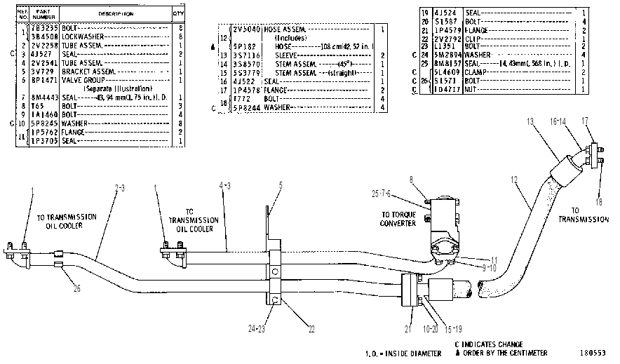 Трубопроводы маслоохладителя гидротрансформатора 1V4952 CAT