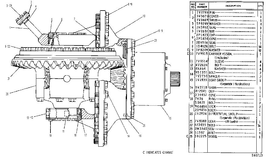 Дифференциал с конической передачей 1V5944 CAT