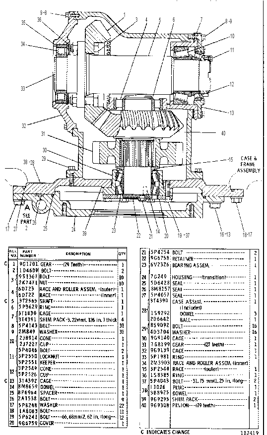BEVEL AND TRANSFER GEAR GROUP 3T4393 CAT