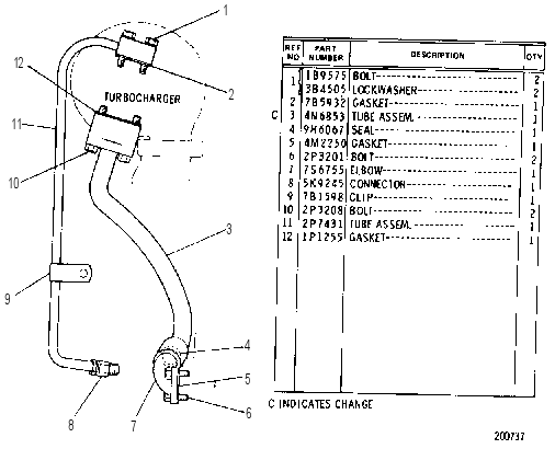 TURBOCHARGER OIL LINES 2P7353 CAT