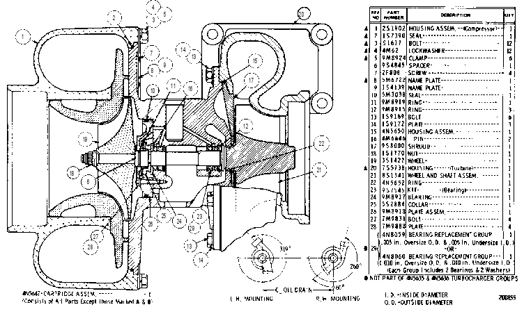 TURBOCHARGER GROUP--R.H.,TURBOCHARGER GROUP--L.H. 4N5636 CAT